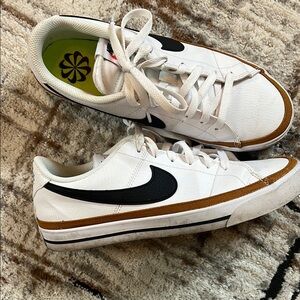 Nike White and Brown Sneakers Classic Design